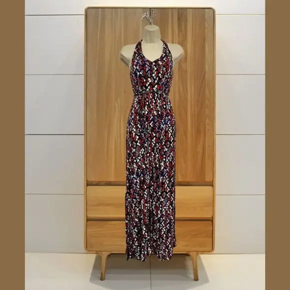 Banana Republic | Dresses | Euc Banana Republic Red White And Blue Pattern Halter  Maxi Dress Size Medium | Poshmark